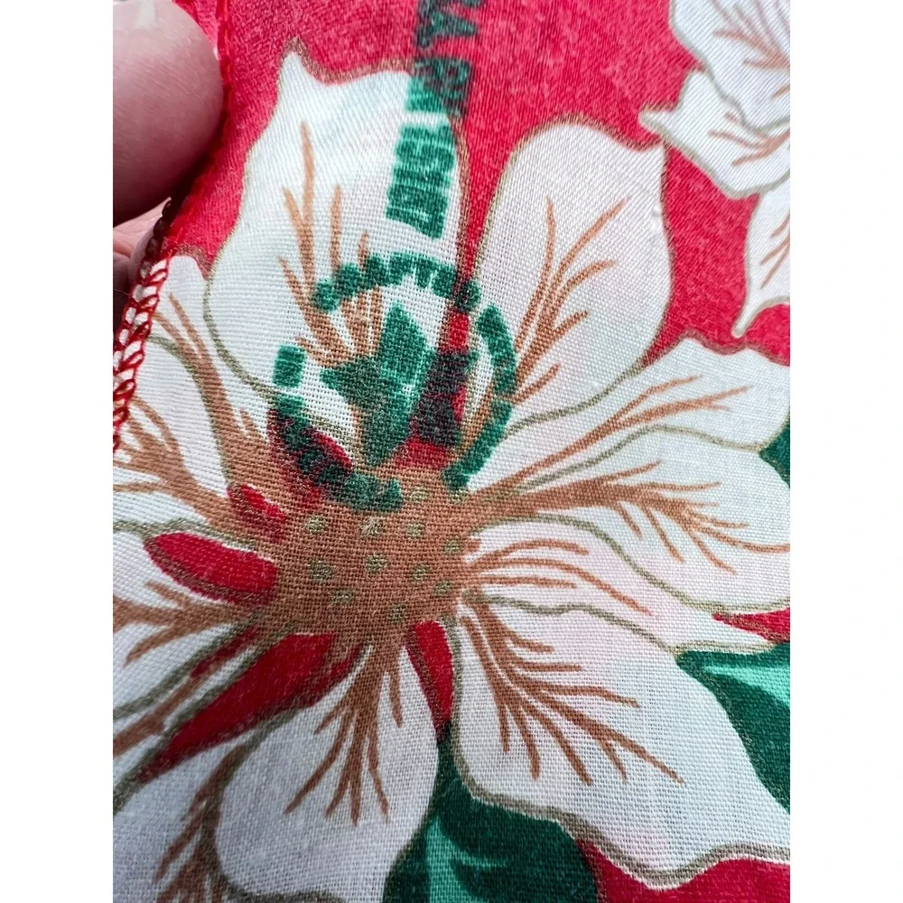 Vtg Set 8 Christmas Cloth Napkins Poinsettias Hav-a-Hank‎ Prop USA Mid Century